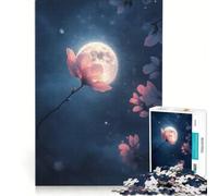 Rompecabezas de 1000 Piezas para Adultos: Un pétalo de Cerezo Brillante flotando contra un Cielo Oscuro Juegos educativos, Actividades Divertidas para Hacer en casa, Ideal para cumpleaños y Navidad