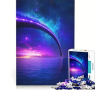 Rompecabezas de 1000 Piezas para Adultos: Un Puente futurista Brillante sobre un mar alienígena Juegos Divertidos para ejercitar la Mente y Las Manos Toda la Familia 38x52cm