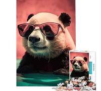 Rompecabezas de 1000 Piezas para Adultos un simpático Panda con Gafas de Sol Juego práctico y Educativo Un Juguete Ideal para Regalar y divertirse en Familia (Tamaño 38x52cm)
