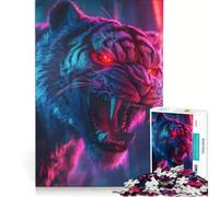 Rompecabezas de 1000 Piezas para Adultos: Un Tigre Enojado ruge, Juguete Educativo, Entrena tu Cerebro y Tus Manos, cumpleaños 50x75cm