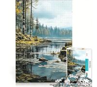 Rompecabezas de 1000 Piezas para Adultos Un Tranquilo Paisaje Junto al Lago Juegos Familiares Decoración Perfecta cumpleaños y Navidad 50x75cm