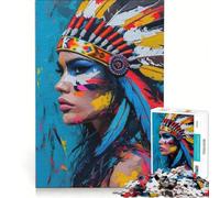 Rompecabezas de 1000 Piezas para Adultos: Una Mujer indígena Americana, Juego Imposible, decoración para el hogar, Regalo Ideal para Toda la Familia 38x26cm