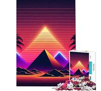 Rompecabezas de 1000 Piezas para Adultos Una pirámide en la Arena neón Juguete Educativo Juego Intelectual Regalo de cumpleaños desafío difícil (tamaño 38x26cm)