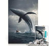 Rompecabezas de 1000 Piezas para Adultos: Una Sorpresa de Ballena, Juguetes antiestrés, dificultad difícil, Lista de Deseos con Papá Noel 38x52cm