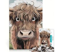 Rompecabezas de 1000 Piezas para Adultos: Una Vaca Peluda y Feliz, Juego Educativo, Ideal para Relajarse intelectualmente, un Gran Regalo para los Amantes de los Juegos 50x75cm