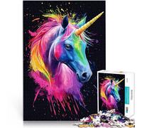 Rompecabezas de 1000 Piezas para Adultos Unicornio arcoíris Entrena tu Cerebro y Tus Manos con póster a Juego y Hoja de Trivia 75x50cm
