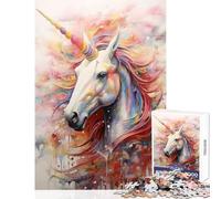 Rompecabezas de 1000 Piezas para Adultos Unicornio Caminando en Pintura decoración del hogar Juguetes Ideas de Regalo Juego Educativo Adecuado para decoración de Escritorio tamaño 38x26cm