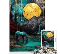 Rompecabezas de 1000 Piezas para Adultos Unicornio en el Lago bajo la Luna Juegos educativos Desafío difícil Juguete Decorativo para cumpleaños y Navidad (38x26cm)