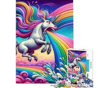 Rompecabezas de 1000 Piezas para Adultos Unicornio vomitando arcoíris Rompecabezas para Adultos Juegos Familiares desafío difícil cumpleaños y Navidad (tamaño 50x75cm)