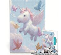 Rompecabezas de 1000 Piezas para Adultos Unicornio y pájaros en el Cielo Juego Educativo Carrera de Velocidad Manual Regalo de cumpleaños Regalos de Viaje 38x52cm