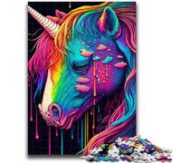 Rompecabezas de 1000 Piezas para Adultos, Unicornios de Colores, Rompecabezas para Adultos, antiestrés, desafío difícil, Juguetes de decoración del hogar (38x26cm)