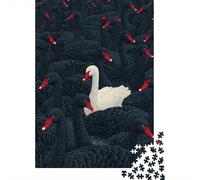 Rompecabezas De 1000 Piezas para Adultos Unique White Swan Among Black Swans Rompecabezas para Adolescentes Juego De Ingenio Desafío Difícil Juego Desafiante Regalos 70x50cm/1000pcs