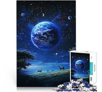 Rompecabezas de 1000 Piezas para Adultos Universo Azul Hecho de Madera Apto para Mayores de 14 años. Juego de desafío único Juegos Familiares cumpleaños tamaño:50x75cm