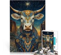 Rompecabezas de 1000 Piezas para Adultos “Vaca artística” Hecho de Papel，para Mayores de 14 años para la Noche de Juegos y diversión Familiar Gran Regalo。tamaño：26x38cm/10.24x14.96pulgada