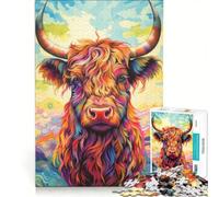 Rompecabezas de 1000 Piezas para Adultos: Vaca de Las Tierras Altas Colorida, Juego Relajante, interacción Entre Padres e Hijos, Regalo de cumpleaños, Regalo de Viaje 50x75cm
