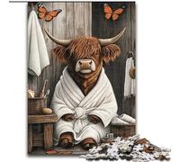 Rompecabezas de 1000 Piezas para Adultos, Vaca de Las Tierras Altas en el Baño, Juguete Educativo Intelectual y Relajante, Toda la Familia tamaño 50x75cm