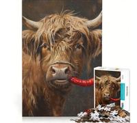 Rompecabezas de 1000 Piezas para Adultos Vaca de Las Tierras Altas y Pimiento Rojo Juego Interactivo para Padres e Hijos Toda la Familia 50x75cm