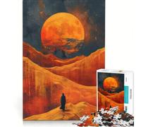 Rompecabezas de 1000 Piezas para Adultos: Vagabundo del Desierto bajo una Luna Gigante, Juegos Familiares, para divertirse en Familia, Regalos para Amigos y Familiares 38x52cm