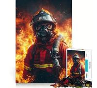 Rompecabezas de 1000 Piezas para Adultos Valiente Bombero en acción - Juego de Corte sin Costuras,Juguete para Resolver Problemas,Juego Casual,Escena navideña (50x75cm)