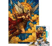 Rompecabezas de 1000 Piezas para Adultos Valkyrie Arte en vidrieras Rompecabezas para Adolescentes Mejora la Memoria Desafío Educativo Juego de desafío único 38x26cm