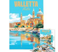 Rompecabezas de 1000 Piezas para Adultos Valletta Malta Desafío de Inteligencia Cerebral Juguetes adictivos Juegos Divertidos Actividades Familiares Regalos de Amigo Invisible Tamaño 38x26cm