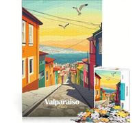 Rompecabezas de 1000 Piezas para Adultos Valparaíso Chile Juego práctico para ejercitar la Mente y Las Manos Cada Pieza es única 50x75cm