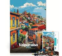 Rompecabezas de 1000 Piezas para Adultos Valparaíso, Chile Paisaje Urbano Corte nítido Juego de concentración Regalo Juego de Ocio Escena navideña Arte (50x75cm)