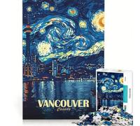 Rompecabezas de 1000 Piezas para Adultos Vancouver Canadá Arte de la Noche Estrellada Juguete Educativo Interacción Entre Padres e Hijos cumpleaños y Navidad 38x26cm