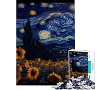 Rompecabezas de 1000 Piezas para Adultos Vangogh Girasol Diversión en casa Juguetes de Bricolaje difíciles Aptos para Mayores de 14 años (38x52cm)