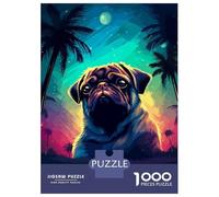Rompecabezas De 1000 Piezas para Adultos Vaporwave Pug Pixel Art Rompecabezas para Adultos Juegos Relajantes Regalos para Mujeres Regalos para Reducir El Estrés 52x38cm/1000pcs