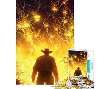 Rompecabezas de 1000 Piezas para Adultos Vaquero contemplando un Paisaje ardiente Rompecabezas práctico para Adultos Regalo Ideal para Mujeres y para Toda la Familia (tamaño 38x26cm)