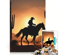 Rompecabezas de 1000 Piezas para Adultos: Vaquero en el Desierto, Juego Educativo, Actividades Familiares, fortalece el Amor Entre Parejas 38x52cm