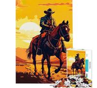 Rompecabezas de 1000 Piezas para Adultos Vaquero en el Desierto Rompecabezas para Adultos Juegos Divertidos análisis y lógica Interacción Entre Padres e Hijos (Tamaño 50x75cm)