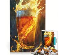 Rompecabezas de 1000 Piezas para Adultos: Vaso de Cerveza con líquido salpicando, Juego de ingenio, difícil, para Fortalecer el Amor en Pareja 38x26cm