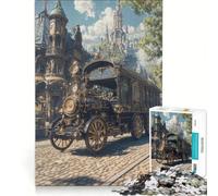 Rompecabezas de 1000 Piezas para Adultos Vehículo Steampunk en un Paisaje Urbano ornamentado Juego práctico para Mejorar la Memoria cumpleaños 38x26cm