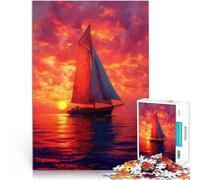 Rompecabezas de 1000 Piezas para Adultos Velero en el océano al Atardecer Hecho de cartón para Mayores de 14 años Entrena tu Cerebro y Tus Manos Regalos de Juegos de Navidad tamaño:38x52cm