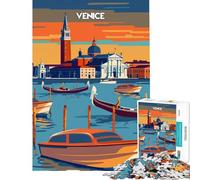 Rompecabezas de 1000 Piezas para Adultos Venecia al Atardecer Juego de ingenio Juguetes educativos Regalo de cumpleaños Análisis y lógica (Tamaño 75x50cm)