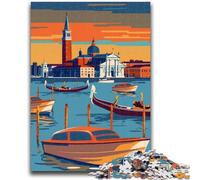 Rompecabezas de 1000 Piezas para Adultos, Venecia, Góndola, Atardecer, desafío de Inteligencia, Juguetes adictivos, Regalo de cumpleaños, decoración de Pared (tamaño 50x75cm)