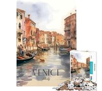 Rompecabezas de 1000 Piezas para Adultos Venecia Italia Pintura en Acuarela Juguetes Juegos educativos Juegos Familiares Una Obra de Arte Gran Regalo para los Amantes de los Juegos (Tamaño 38x26cm)