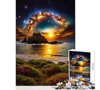 Rompecabezas de 1000 Piezas para Adultos Vía Láctea Puesta de Sol Paisaje Marino Juego Imposible Un desafío difícil Juguetes DIY Fortalece el Amor Entre Parejas (50x75cm)