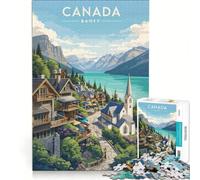 Rompecabezas de 1000 Piezas para Adultos: Viaje a Banff, Canadá Juego de ingenio Interesante Forma de Reducir el estrés Cada Pieza es única 38x52cm