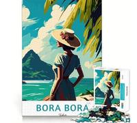 Rompecabezas de 1000 Piezas para Adultos Viaje a Bora Bora, Arte de Corte preciso, Juego Creativo para ejercitar la Mente, Juego de Ocio, Divertido, Regalo de cumpleaños (38x52cm)