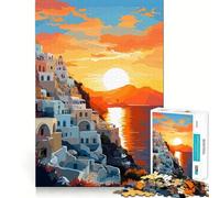 Rompecabezas de 1000 Piezas para Adultos Viaje a Grecia,Vista del Cielo,Arte de Borde Premium,Rompecabezas,Regalo,Juego Casual,Actividad de cumpleaños (50x75cm)