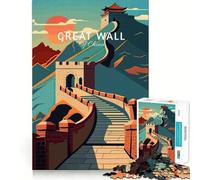 Rompecabezas de 1000 Piezas para Adultos Viaje a la Gran Muralla, Juego de ingenio, Regalo Divertido y Acogedor para Navidad (38x52cm)