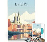 Rompecabezas de 1000 Piezas para Adultos Viaje a Lyon, Piezas de Corte Limpio, Juego de Habilidad Mental, Momento de relajación, Diversión, Escena navideña, Arte (38x26cm)