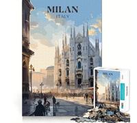 Rompecabezas de 1000 Piezas para Adultos Viaje a Milán Decoración práctica y Divertida Juguete para ejercitar la Mente Regalo navideño Ideal para Pasar un Buen rato (38x26cm)