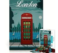 Rompecabezas de 1000 Piezas para Adultos Viaje a una Cabina telefónica de Londres Juego de Mesa de Corte preciso Ideal para quienes Buscan un Juego Divertido para Pasar el rato Escena navideña