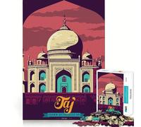 Rompecabezas de 1000 Piezas para Adultos Viaje al Taj Mahal, Diseño de Corte preciso, Juego de concentración, Regalo, Juego de Ocio, Escena navideña, Arte (50x75cm)