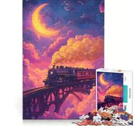 Rompecabezas de 1000 Piezas para Adultos Viaje en Tren a través de cielos de ensueño Juego práctico antiestrés Toda la Familia 50x75cm