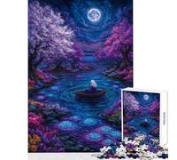 Rompecabezas de 1000 Piezas para Adultos Viaje por el río a la luz de la Luna Juego práctico Que Mejora la Memoria y es antiestrés Colección de Artistas Bellas Artes (38x52cm)